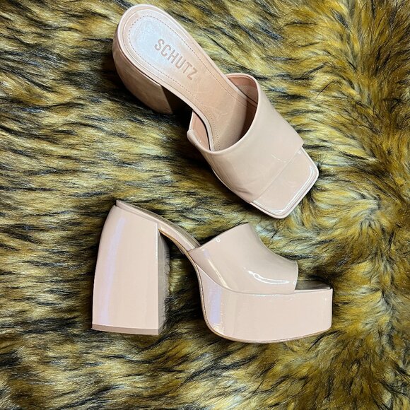 Schutz Women's Nude Platform Heels - Picture 1 of 3